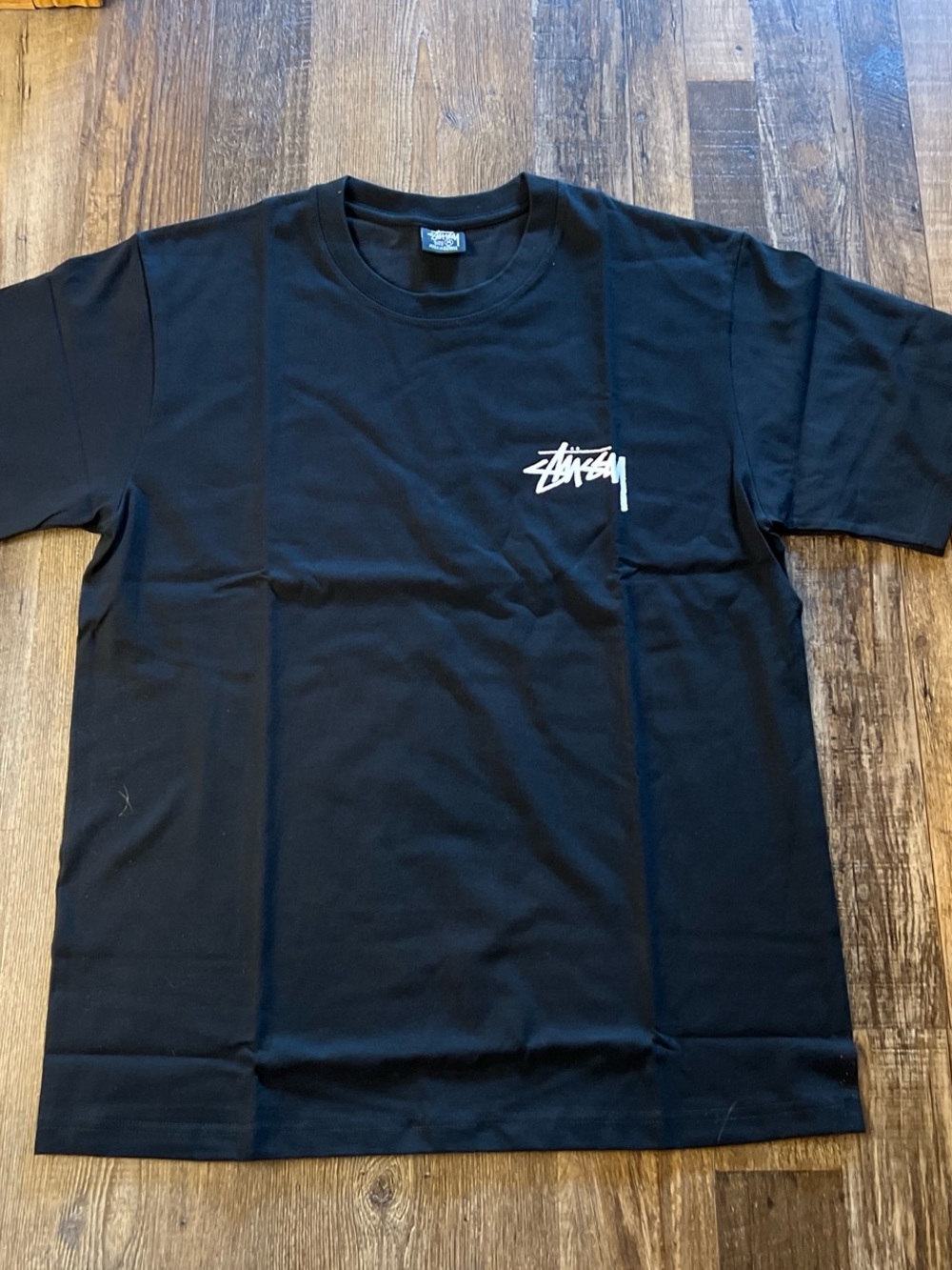 Stussy Black Tee with White Chest Logo